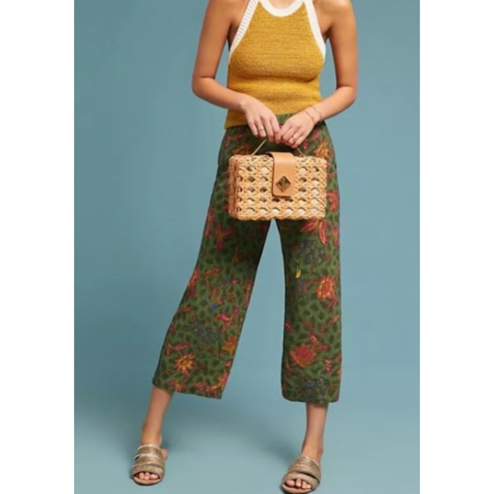 Anthropologie Ett:Twa Tropical Schuyler Cropped Pants Women's‎ Small Wide Leg